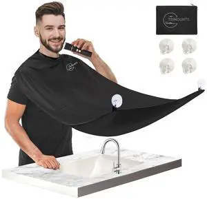 Beard Bib Apron for Men,Christmas Day Gift Beard Hair Catcher for Sink Non-Stick Beard Cape,1 Size Fits All,Grooming Accessorie Gift for Dad or Husband(Black) Beard Bib Apron for Men,Christmas Day Gift Beard Hair Catcher for Sink Non-Stick Beard Cape,1 Size Fits All,Grooming Accessorie Gift for Dad or Husband(Black)