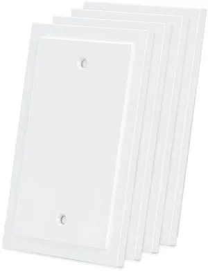 Modern Edge Blank Wall Plate Cover, 4.88" x 3.18", 4 Pack, White, 1 Gang, Blank Outlet Cover Plate Modern Edge Blank Wall Plate Cover, 4.88" x 3.18", 4 Pack, White, 1 Gang, Blank Outlet Cover Plate