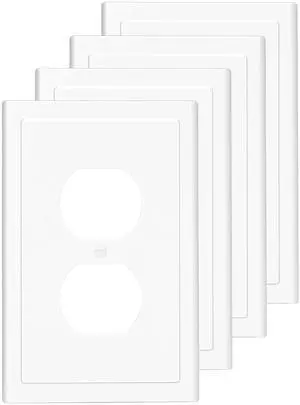 Modern Edge Duplex Outlet Covers Wall Plate, 4 Pack, White Electrical Outlet Covers Decorative Modern Edge Duplex Outlet Covers Wall Plate, 4 Pack, White Electrical Outlet Covers Decorative