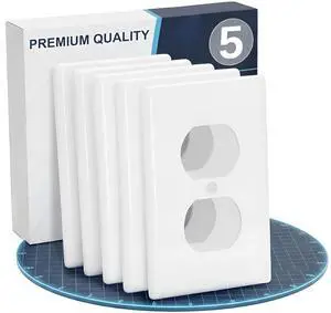Duplex Wall Plate, 5 Pack, White, Electrical Outlet Cover Plates, Wall Outlet Cover Duplex Wall Plate, 5 Pack, White, Electrical Outlet Cover Plates, Wall Outlet Cover
