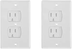 Self Closing Outlet Covers, 2.95" x 4.7", 2 Pack, White, Sliding Outlet Covers for Baby Proofing Self Closing Outlet Covers, 2.95" x 4.7", 2 Pack, White, Sliding Outlet Covers for Baby Proofing