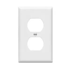 Duplex Receptacle Outlet Wall Plate, Size 1-Gang 4.50" x 2.76", Unbreakable Polycarbonate Thermoplastic, 8821-W, White Duplex Receptacle Outlet Wall Plate, Size 1-Gang 4.50" x 2.76", Unbreakable Polycarbonate Thermoplastic, 8821-W, White