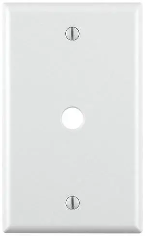 1-Gang .406 Inch Hole Device Telephone/Cable Wallplate, Standard Size, Thermoset, Box Mount, 88013, White 1-Gang .406 Inch Hole Device Telephone/Cable Wallplate, Standard Size, Thermoset, Box Mount, 88013, White