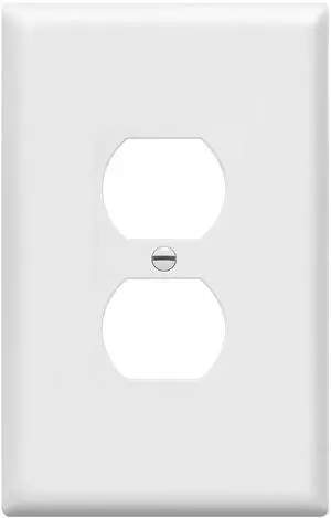 Duplex Receptacle Outlet Wall Plate, Jumbo Outlet Covers, Gloss Finish, Oversized 1-Gang 5.5" x 3.5", Polycarbonate Thermoplastic, 8821O-W, White Duplex Receptacle Outlet Wall Plate, Jumbo Outlet Covers, Gloss Finish, Oversized 1-Gang 5.5" x 3.5", Polycarbonate Thermoplastic, 8821O-W, White