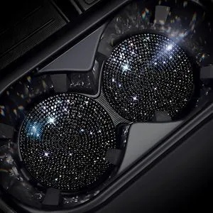 2 PCS Universal Vehicle Bling Cup Holder Insert Coaster Car Interior Accessories,2.75 inch Silicone Anti Slip Crystal Rhinestone Car Coaster(Black) 2 PCS Universal Vehicle Bling Cup Holder Insert Coaster Car Interior Accessories,2.75 inch Silicone Anti Slip Crystal Rhinestone Car Coaster(Black)