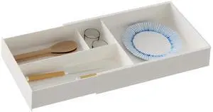 Expandable Kitchen Drawer Organizer, Telescoping Cutlery Tray, White Adjustable Storage Box with Multiple Compartments for Utensils, Silverware, and Kitchen Tools Expandable Kitchen Drawer Organizer, Telescoping Cutlery Tray, White Adjustable Storage Box with Multiple Compartments for Utensils, Silverware, and Kitchen Tools