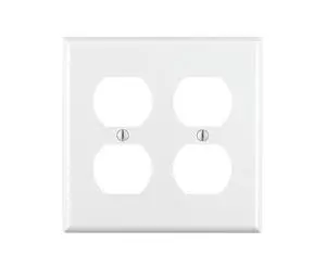 2-Gang Duplex Device Receptacle Wallplate, Standard Size, Thermoset, Device Mount, 88016, White 2-Gang Duplex Device Receptacle Wallplate, Standard Size, Thermoset, Device Mount, 88016, White