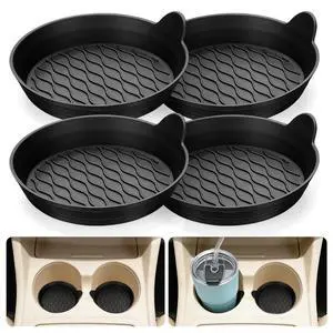 Car Coasters for Cup Holders, Universal Non-Slip Coasters Set of 4 Pack, Black Silicone Car Accessories Interior for Car Truck Cup Holder Car Coasters for Cup Holders, Universal Non-Slip Coasters Set of 4 Pack, Black Silicone Car Accessories Interior for Car Truck Cup Holder