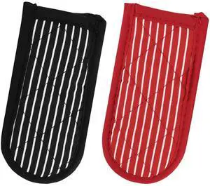2-Pack Cotton Handle Covers, Heat Resistant Pot Handle Sleeves, Black and Red Striped Design for Cast Iron Skillets and Pans 2-Pack Cotton Handle Covers, Heat Resistant Pot Handle Sleeves, Black and Red Striped Design for Cast Iron Skillets and Pans
