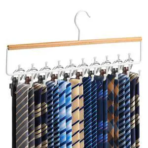 Tie Belt Rack Hanger for Closet, Wood Tie Holder Organizer with 20 Hooks | Upgraded 2-in-1 Tie and Belt Hanger Organizer, Large Capacity, 360° Rotating Hook, Non Slip, Space Saving, Wooden Color Tie Belt Rack Hanger for Closet, Wood Tie Holder Organizer with 20 Hooks | Upgraded 2-in-1 Tie and Belt Hanger Organizer, Large Capacity, 360° Rotating Hook, Non Slip, Space Saving, Wooden Color