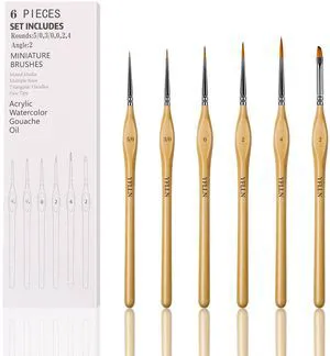 6Pcs Miniature Paint Brushes Set with Triangular Handles - for Acrylics, Oils, Watercolors & Paint by Number, Figurine 6Pcs Miniature Paint Brushes Set with Triangular Handles - for Acrylics, Oils, Watercolors & Paint by Number, Figurine