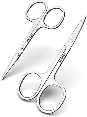 Stainless Steel Facial Grooming Scissors, Eyebrow Nose & Beard Precision Trimming Set Stainless Steel Facial Grooming Scissors, Eyebrow Nose & Beard Precision Trimming Set