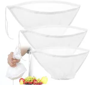 3 PCS Nut Bag Strainer, 3 Sizes Cheese Cloth Strainer Bags Reusable Nut Milk Bag Filling Squeeze Bowl Shaped Nuts Milk Bags for Straining Coffee Tea Juice Supplies, White 3 PCS Nut Bag Strainer, 3 Sizes Cheese Cloth Strainer Bags Reusable Nut Milk Bag Filling Squeeze Bowl Shaped Nuts Milk Bags for Straining Coffee Tea Juice Supplies, White