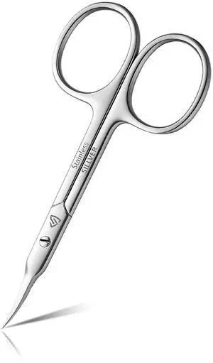 SILLVER Cuticle Scissors Curved Blade - Extra Fine Pointed Tip Professional Manicure Grooming Scissors for Cuticles, Beard, Nose Hair, Eyelash, Mustache - Eyebrow Scissors SILLVER Cuticle Scissors Curved Blade - Extra Fine Pointed Tip Professional Manicure Grooming Scissors for Cuticles, Beard, Nose Hair, Eyelash, Mustache - Eyebrow Scissors