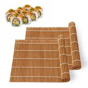 2PCS Bamboo Sushi Rolling Mat, Sushi roll maker, Sushi making kit, Bamboo Sushi Rolling Mat Carbonized Color (light brown, 2pcs) 2PCS Bamboo Sushi Rolling Mat, Sushi roll maker, Sushi making kit, Bamboo Sushi Rolling Mat Carbonized Color (light brown, 2pcs)