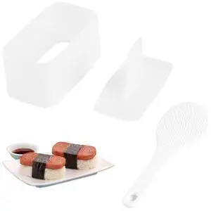 AYCCNH 1 Pack Non Stick Musubi Maker Press with Small Rice Paddle, Sushi Making Kit Onigiri Mold Luncheon Meat Press Hawaiian Musubi Maker Mold (White) AYCCNH 1 Pack Non Stick Musubi Maker Press with Small Rice Paddle, Sushi Making Kit Onigiri Mold Luncheon Meat Press Hawaiian Musubi Maker Mold (White)