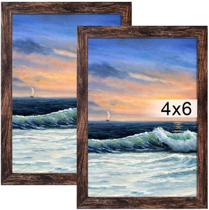 LUCKYLIFE 4x6 Picture Frame Brown for Wall Mounting or Tabletop Display, 2 Pack LUCKYLIFE 4x6 Picture Frame Brown for Wall Mounting or Tabletop Display, 2 Pack