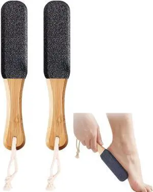 2-Pack Professional Pedicure Foot File with Wooden Handle & Pumice Stone - Callus Remover for Feet & Hands, Foot Scrubber for Dead Skin, Dry Rough Feet, Cracked Heels and Corns 2-Pack Professional Pedicure Foot File with Wooden Handle & Pumice Stone - Callus Remover for Feet & Hands, Foot Scrubber for Dead Skin, Dry Rough Feet, Cracked Heels and Corns