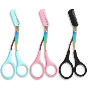 Eyebrow Trimmer Scissors for Women Eyebrow Scissors with Comb Eyebrow Shaping Cut Comb Scissors Non Slip Finger Grips Hair Removal Beauty Accessories for Men Women (Black, Pink, Orchid) Eyebrow Trimmer Scissors for Women Eyebrow Scissors with Comb Eyebrow Shaping Cut Comb Scissors Non Slip Finger Grips Hair Removal Beauty Accessories for Men Women (Black, Pink, Orchid)