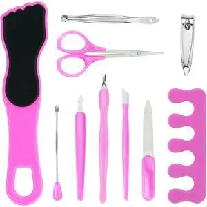 10 Piece Pedicure Kit, Professional Foot Care Set, Pink 10 Piece Pedicure Kit, Professional Foot Care Set, Pink