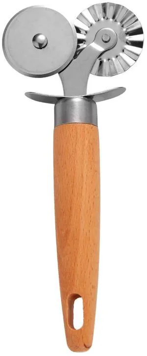 Wheel Pastry Cutter, Professional Pizza Cutter with Wood Handle Stainless Steel Kitchen Baking Tool for Spaghetti Fluted Pasta Ravioli Dough Wheel Pastry Cutter, Professional Pizza Cutter with Wood Handle Stainless Steel Kitchen Baking Tool for Spaghetti Fluted Pasta Ravioli Dough