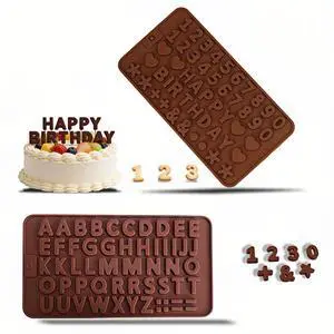Silicone Letter & Number Chocolate Molds (2-Pack) - Food Grade Non-Stick Baking Molds with Birthday Cake Decorating Symbols - Reusable Candy, Gummy, and Fondant Molds for DIY Desserts & Ice Cubes Silicone Letter & Number Chocolate Molds (2-Pack) - Food Grade Non-Stick Baking Molds with Birthday Cake Decorating Symbols - Reusable Candy, Gummy, and Fondant Molds for DIY Desserts & Ice Cubes