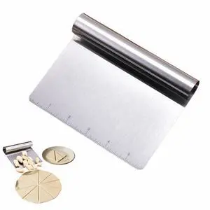 Stainless Steel Dough Scraper with Measuring Scale - Multi-Purpose Kitchen Tool for Baking, Pizza, Grilling, Pastry Cutter & Vegetable Chopper | Ergonomic Handle & Rust-Proof Design Stainless Steel Dough Scraper with Measuring Scale - Multi-Purpose Kitchen Tool for Baking, Pizza, Grilling, Pastry Cutter & Vegetable Chopper | Ergonomic Handle & Rust-Proof Design