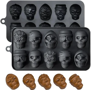 Halloween Silicone Candy Molds, 2Pack Skull Chocolate Moulds Wax Melt Moulds for Making Chocolate,Cake,Pudding,Jelly,ice Cubes Halloween Party Halloween Silicone Candy Molds, 2Pack Skull Chocolate Moulds Wax Melt Moulds for Making Chocolate,Cake,Pudding,Jelly,ice Cubes Halloween Party