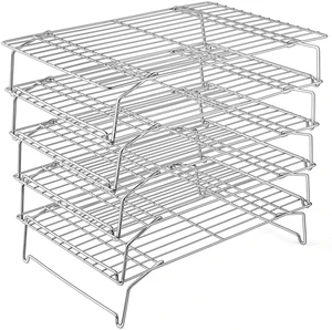 5-Tier Stainless Steel Cooling Rack, 16.5" x 11.4", Silver | Stackable Baking Cooking Racks for Cooling Roasting Grilling, Collapsible & Heavy Duty, Oven Safe & Easy Clean 5-Tier Stainless Steel Cooling Rack, 16.5" x 11.4", Silver | Stackable Baking Cooking Racks for Cooling Roasting Grilling, Collapsible & Heavy Duty, Oven Safe & Easy Clean