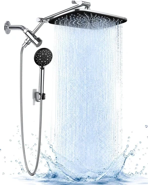 11.8" High Pressure Shower Head with Handheld, Metal Core Fittings | Handheld Shower Heads with Multi Spray Modes, Rainfall Combo, Detachable Dual Shower, Bathroom Decor, Durable, Chrome Silver 11.8" High Pressure Shower Head with Handheld, Metal Core Fittings | Handheld Shower Heads with Multi Spray Modes, Rainfall Combo, Detachable Dual Shower, Bathroom Decor, Durable, Chrome Silver