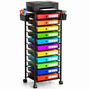 Ekisemio 11-Tier Rolling File Cart, Mobile Desk-Side Organizer with Top Shelf and Side Baskets, Wire Storage Rack for Letter Folders, Home Office & School, Black Ekisemio 11-Tier Rolling File Cart, Mobile Desk-Side Organizer with Top Shelf and Side Baskets, Wire Storage Rack for Letter Folders, Home Office & School, Black