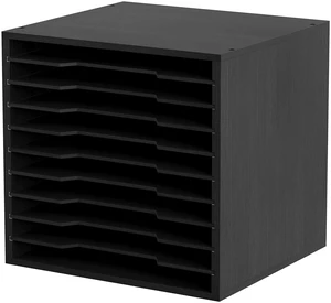 Scrapbook Paper Storage Organizer for Craft Room, 12x12 Paper Storage Desk Shelf, 10 Slot Adjustable File Sorter for Office School Classroom, Black Scrapbook Paper Storage Organizer for Craft Room, 12x12 Paper Storage Desk Shelf, 10 Slot Adjustable File Sorter for Office School Classroom, Black