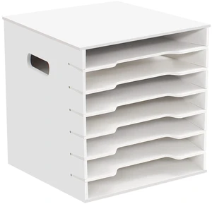 7 Tiers 12" x 12" Scrapbook Paper Storage, Cardstock File Organizer with Adjustable Shelves, Construction Paper Organizer, Desktop File for Home Office School Classroom, White 7 Tiers 12" x 12" Scrapbook Paper Storage, Cardstock File Organizer with Adjustable Shelves, Construction Paper Organizer, Desktop File for Home Office School Classroom, White