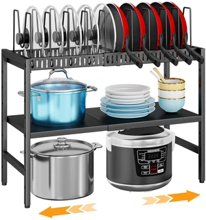 2-Tier Pots and Pans Organizer Under Cabinet,Expandable Pots Lid Organizers Inside Cabinet,Adjustable Metal Storage Shelves Organizer Rack with 10 Dividers For Kitchen Pantry Organization and Storage 2-Tier Pots and Pans Organizer Under Cabinet,Expandable Pots Lid Organizers Inside Cabinet,Adjustable Metal Storage Shelves Organizer Rack with 10 Dividers For Kitchen Pantry Organization and Storage