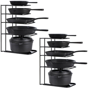 Heavy Duty Pan Organizer,Storgae Rack for Cast Iron Skillets 2 Pack | 5 Tier Pot and Pan Organizer Rack for Cast Iron Skillets, Griddles, Sturdy Steel Construction, No Assembly Required, Black Heavy Duty Pan Organizer,Storgae Rack for Cast Iron Skillets 2 Pack | 5 Tier Pot and Pan Organizer Rack for Cast Iron Skillets, Griddles, Sturdy Steel Construction, No Assembly Required, Black