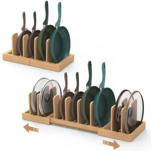 Bamboo Pot and Pan Organizer,Pots and Pans Organizer under Cabinet | Expandable Pot Lid Organizer,Bakeware and Cutting Board Organizers,Tray Organizer,16" to 28" Adjustable Length,8pcs Dividers Bamboo Pot and Pan Organizer,Pots and Pans Organizer under Cabinet | Expandable Pot Lid Organizer,Bakeware and Cutting Board Organizers,Tray Organizer,16" to 28" Adjustable Length,8pcs Dividers