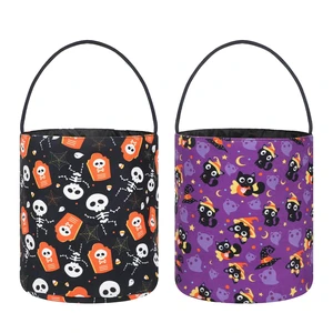 2 Pack Kids Halloween Trick or Treat Buckets, Black Purple Cute Canvas Candy Tote Buckets Halloween Baskets 8 x 10 Inch 2 Pack Kids Halloween Trick or Treat Buckets, Black Purple Cute Canvas Candy Tote Buckets Halloween Baskets 8 x 10 Inch