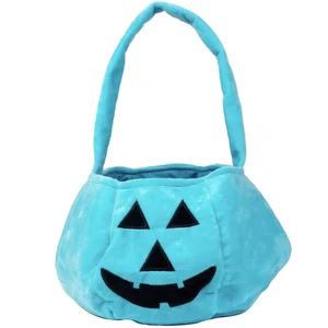 Halloween Teal Pumpkin Reusable Fabric Trick or Treat Tote Collapsible Soft Candy Bag 8"x8" Kids Halloween Teal Pumpkin Reusable Fabric Trick or Treat Tote Collapsible Soft Candy Bag 8"x8" Kids