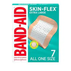 Brand Skin-Flex Adhesive Bandages, Extra Large, 7 Count | Flexible Protection, Sterile Wound Care for Minor Cuts, Scrapes & Burns, First Aid Kit Essential, For Fingers, Hands & Knees Brand Skin-Flex Adhesive Bandages, Extra Large, 7 Count | Flexible Protection, Sterile Wound Care for Minor Cuts, Scrapes & Burns, First Aid Kit Essential, For Fingers, Hands & Knees