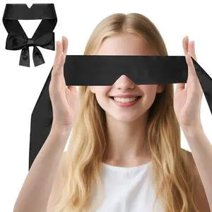 2 Pcs Satin Eye Mask for Sleeping, Black and Black | Silk Sleep Mask, Soft Comfortable Adjustable, Blackout Eye Cover, V-Shaped, 160 cm/6.3 inch 2 Pcs Satin Eye Mask for Sleeping, Black and Black | Silk Sleep Mask, Soft Comfortable Adjustable, Blackout Eye Cover, V-Shaped, 160 cm/6.3 inch