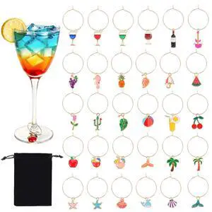 30 Pcs Wine Glass Charms, Drink Markers & Identifiers, Summer Beach Themed Wine Charms For Stem Glasses, Funny Wines Glass Markers for Party Decorations 30 Pcs Wine Glass Charms, Drink Markers & Identifiers, Summer Beach Themed Wine Charms For Stem Glasses, Funny Wines Glass Markers for Party Decorations
