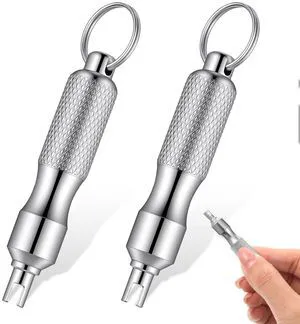 2Pcs Valve Core Removal Keychain, Portable Valve Stem Core Remover | Stainless Steel Valve Core Disassembly and Repair Tools for Bicycle, Car, and Motorcycle 2Pcs Valve Core Removal Keychain, Portable Valve Stem Core Remover | Stainless Steel Valve Core Disassembly and Repair Tools for Bicycle, Car, and Motorcycle