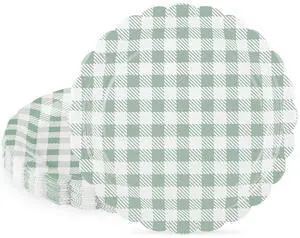 30 Pcs Sage Green Gingham Paper Plates, 7 Inch Scalloped | Thick Coated Paper, Oil- And Water-Resistant, Disposable Dessert Plates For Easter, Baby Shower, Picnic And Party Use 30 Pcs Sage Green Gingham Paper Plates, 7 Inch Scalloped | Thick Coated Paper, Oil- And Water-Resistant, Disposable Dessert Plates For Easter, Baby Shower, Picnic And Party Use