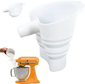 Flour Funnel Attachment for KitchenAid Stand Mixer, Hands-Free No-Spill Pouring Shield for Tilt-Head 4.5 & 5 Qt Bowls (KSM150), Dishwasher Safe Baking Accessory for Dry & Liquid Ingredients (Soft) Flour Funnel Attachment for KitchenAid Stand Mixer, Hands-Free No-Spill Pouring Shield for Tilt-Head 4.5 & 5 Qt Bowls (KSM150), Dishwasher Safe Baking Accessory for Dry & Liquid Ingredients (Soft)