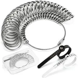 Sizer Measuring Tool, 3 Types, 27 Pcs Metal Ring Sizing Kit | US Ring Sizes 0-13 with Half Size, 2 Pcs Plastic Finger Measurer for Men, Women, USA 1-17 with Magnified Glass Sizer Measuring Tool, 3 Types, 27 Pcs Metal Ring Sizing Kit | US Ring Sizes 0-13 with Half Size, 2 Pcs Plastic Finger Measurer for Men, Women, USA 1-17 with Magnified Glass