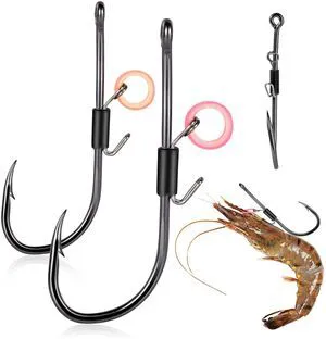 Baitholder Fishing Hooks, 20pcs Live Shrimp Fixed Hooks Carbon Steel Long Shank Barbed Hooks for Catfish and Bass 2/0 Baitholder Fishing Hooks, 20pcs Live Shrimp Fixed Hooks Carbon Steel Long Shank Barbed Hooks for Catfish and Bass 2/0