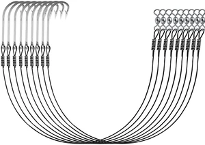 Saltwater Fishing Hook Rigs,Steel Leaders Long Shank Hook for Surf Fishing,Black Leader Wire O'shaughnessy Forged Hook for Freshwater (3/0-12-45lb, 8pcs) Saltwater Fishing Hook Rigs,Steel Leaders Long Shank Hook for Surf Fishing,Black Leader Wire O'shaughnessy Forged Hook for Freshwater (3/0-12-45lb, 8pcs)