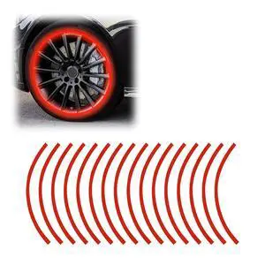 16PCS 17''-19'' Reflective Wheel Rim Stripe Sticker Decal (Red) | Waterproof Auto Tire Rim Tapes Decoration Decals, Universal Night Safety Vehicles Accessories for Motorcycle Car Bicycle 16PCS 17''-19'' Reflective Wheel Rim Stripe Sticker Decal (Red) | Waterproof Auto Tire Rim Tapes Decoration Decals, Universal Night Safety Vehicles Accessories for Motorcycle Car Bicycle