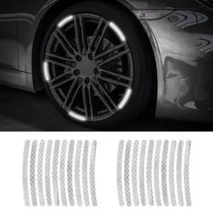 20PCS Reflective Car Wheel Decorative Stripe Stickers, Night Safety Warning Tape Sticker, Anti-Scratch Tire Rims Sticker, Universal Car Exterior Accessories Fluorescent Auto Decals for Motocycle Bike 20PCS Reflective Car Wheel Decorative Stripe Stickers, Night Safety Warning Tape Sticker, Anti-Scratch Tire Rims Sticker, Universal Car Exterior Accessories Fluorescent Auto Decals for Motocycle Bike