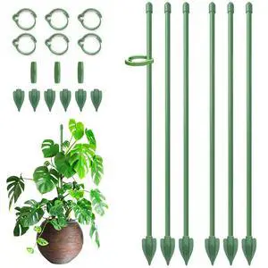 Plant Stakes for Indoor Plants, 12 Inch Plant Support Stakes, 6 PCS | Tall Adjustable Garden Plant Sticks, with Clips for Indoor Monstera Tomato Orchid Potted Plants Flower, Green Plant Stakes for Indoor Plants, 12 Inch Plant Support Stakes, 6 PCS | Tall Adjustable Garden Plant Sticks, with Clips for Indoor Monstera Tomato Orchid Potted Plants Flower, Green